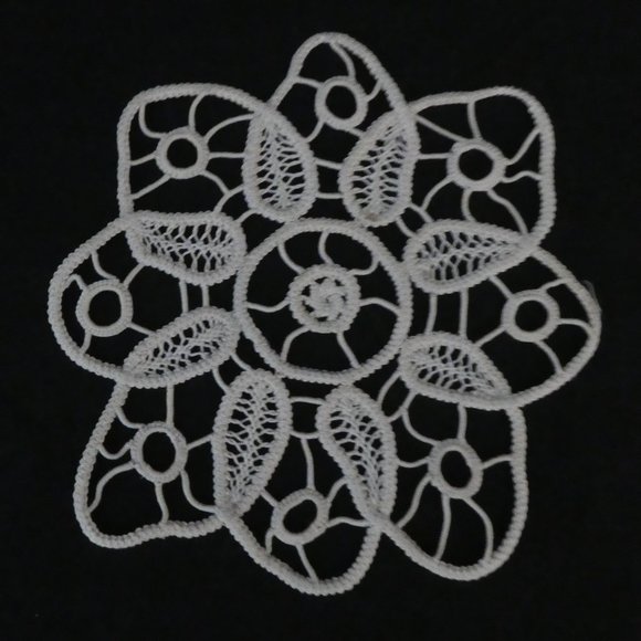 Vintage Floral Handmade Knit Crochet Doily - Picture 7 of 7